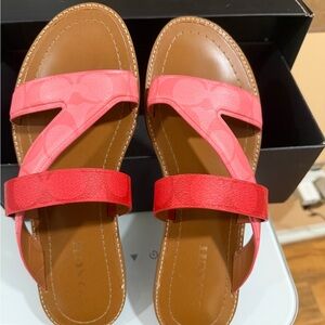 Coach Women's Sandals in Pink and Red